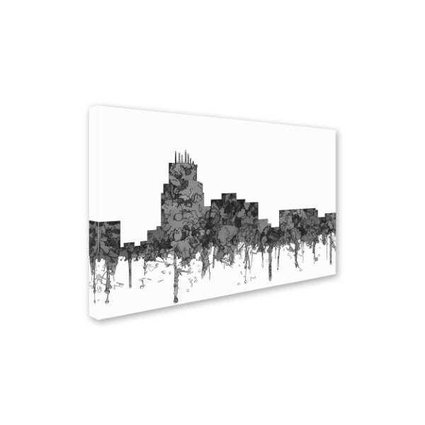 Marlene Watson 'Durham North Carolina Skyline BW' Canvas Art,12x19